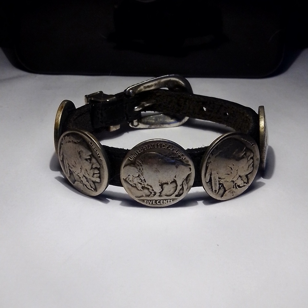 Indian nickel biker bracelet
